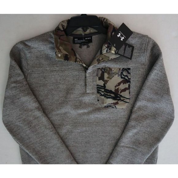 Under Armour Men Sz L Gray Heather Camo Pocket UA Specialist Henley Pullover $80 - Picture 9 of 10